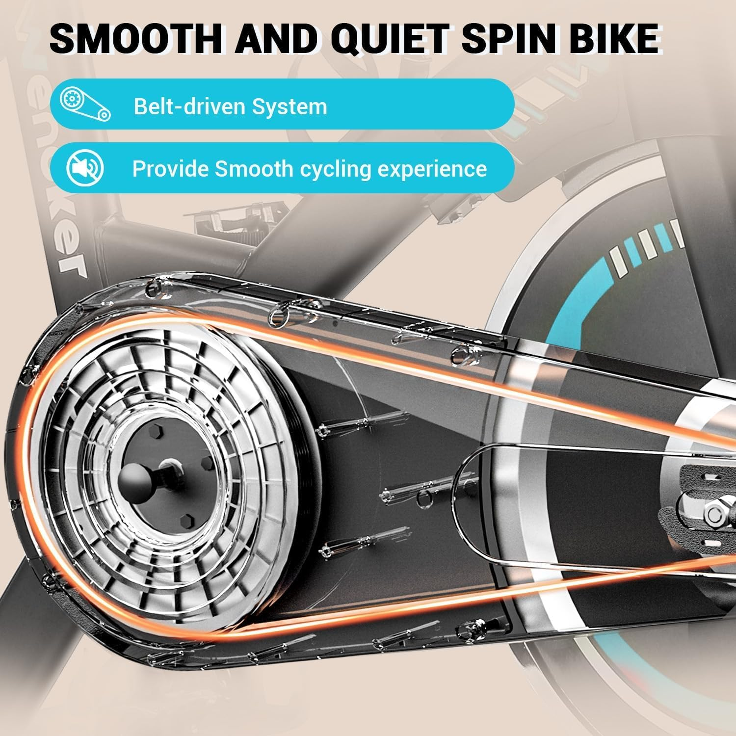 Exercise Bike, WENOKER Stationary Bike for Home, Indoor Bike with Silent Belt Drive, Heavy Flywheel, Comfortable Seat Cushion and Upgraded Digital Display image number 6