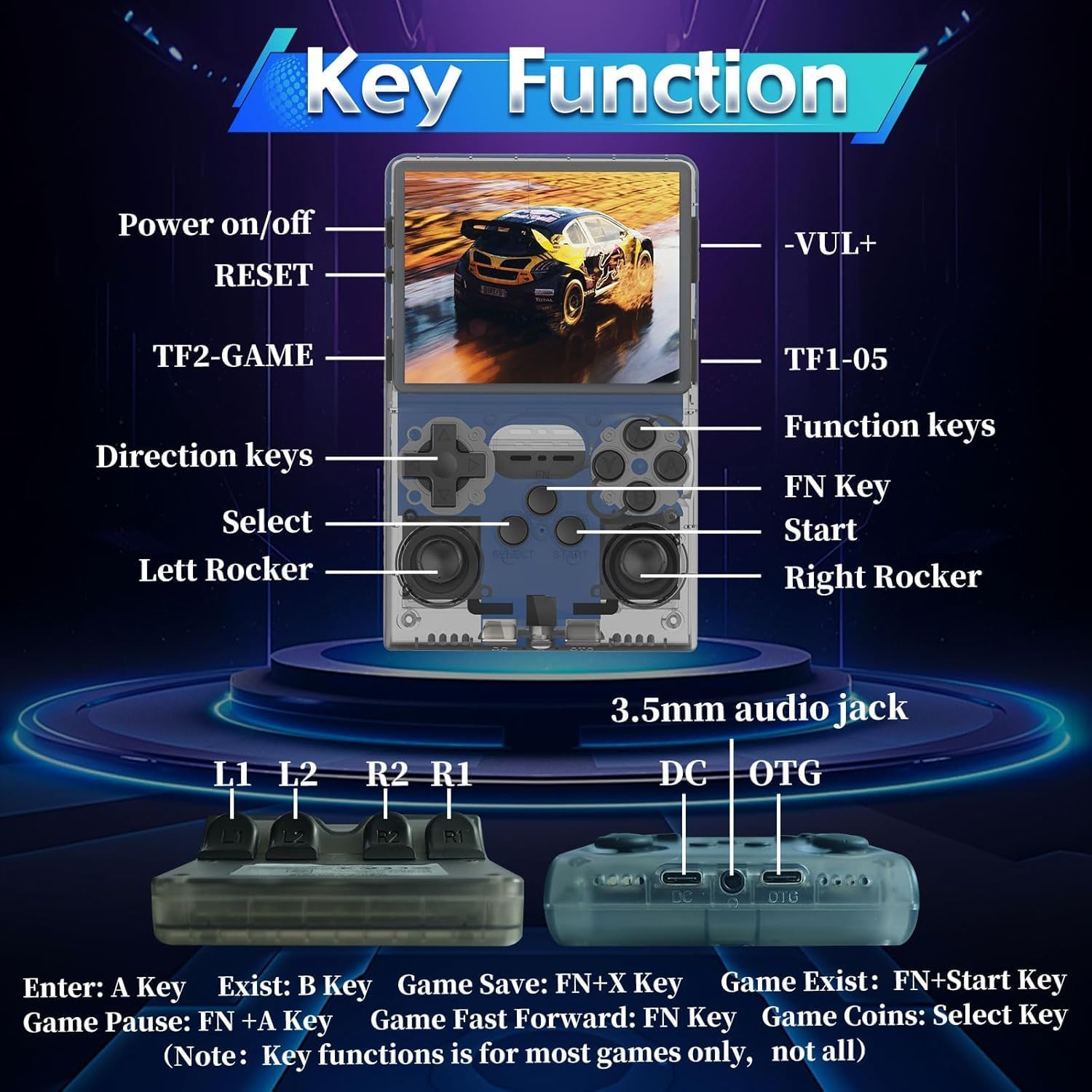 R40S Pro Handheld Game Console, 30000 HD Games Mini Portable Video Game Console, 3.5-Inch IPS Screen,256Gb Memory,Built in 45 Emulators,3800Mah Battery (Transparent Gray 256GB)