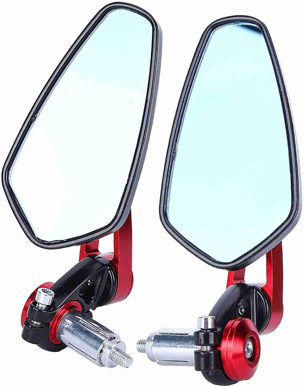 Universal Motorcycle Aluminum Alloy 7/8" 22Mm Bar End Mirrors with 360-Degree Adjustability and Clear Optic Glass in (Red) - Blue image number 5