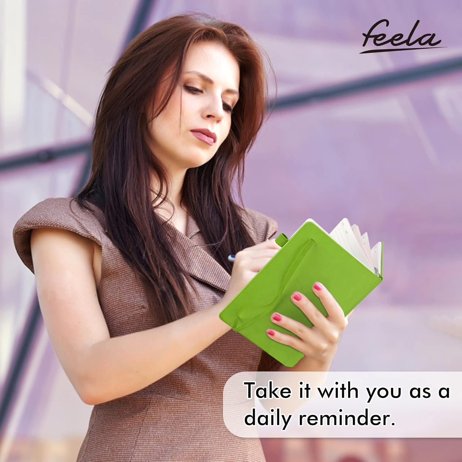 Feela 3 Pack Notebook Journals Bulk, Hardcover Notebooks Classic Ruled Lined Journals with Pen Holder for Women Girls School Business Supplies, with 3 Black Pens, 120 GSM, 5.1&rdquo;X8.3&rdquo;, A5, Green image number 2