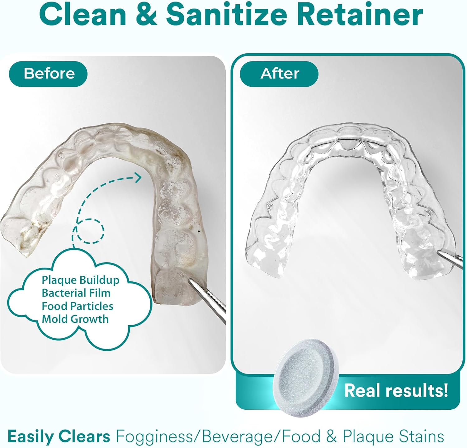 Weiss Naturals Retainer Cleaner Tablets, Invisalign Cleaner, Remove Stains, Odors & Plaque, PERSULFATE FREE Night Guard & Denture Cleaner 1-Month Supply, 30 Mint Scented Tablets image number 3