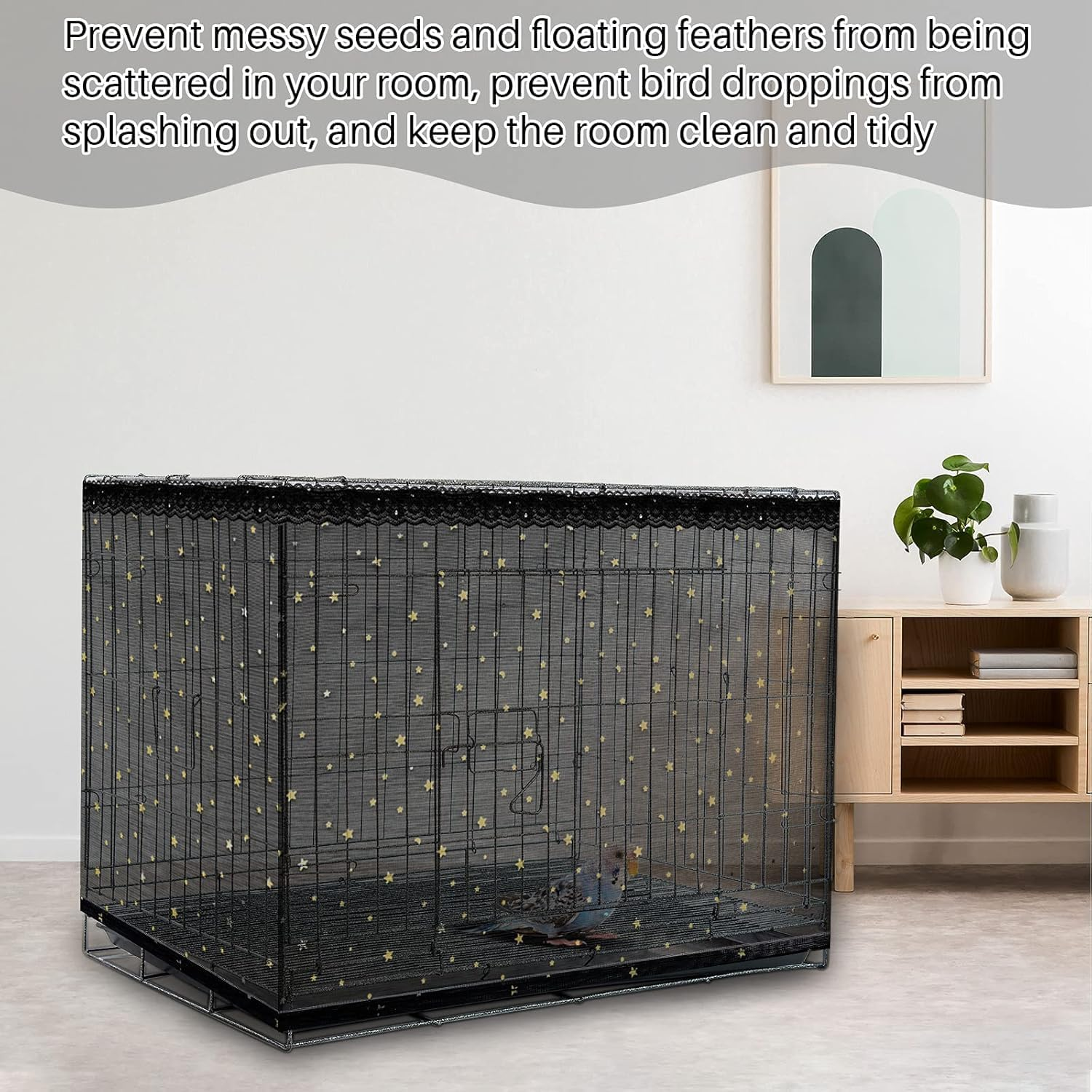 Limcryspp 2 Birdcage Covers, Adjustable Birdcage Catcher, Star Net Skirt Cover, Birdcage Nylon Net, Used for Square Cages of Parrots, Parakeets, and Macaws image number 3