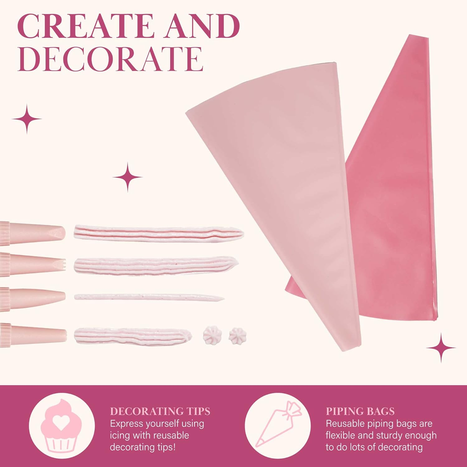 Paris Hilton Cookie Decorating Set with Nonstick Cookie Baking Sheet, Iconic Cookie Cutter Shapes, Reusable Piping Bags and Decorating Tips, Silicone Spatula, Pink image number 3