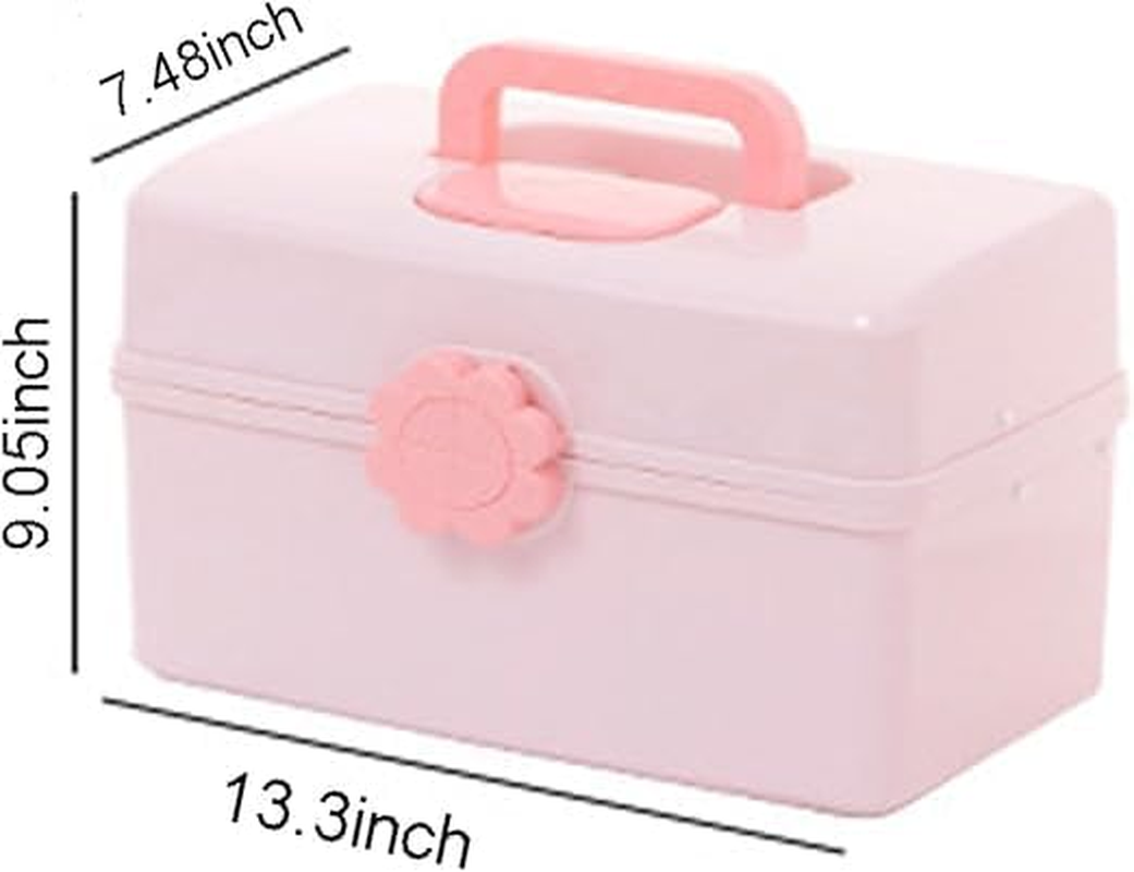 Hair Accessories Organizer for Girls Headbands, Clips, Ties Baby Girl Supplies, Lockable Three-Layer Folding Craft Organizers and Storage Plastic Jewelry Box (34 * 19Cm) image number 3