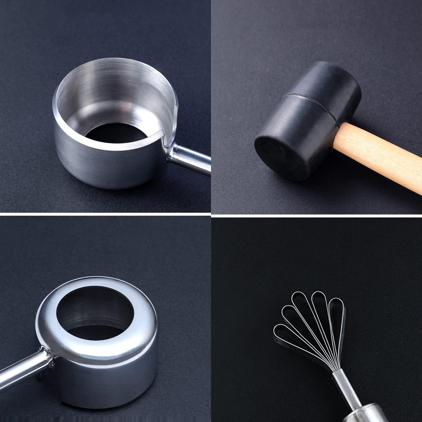 Coconut Opener Tool Set, Food Grade Stainless Steel Coconut Opener Kit, Shell Opener, Hammer, Coconut Grater, Hole Opener (4 Pieces) image number 2