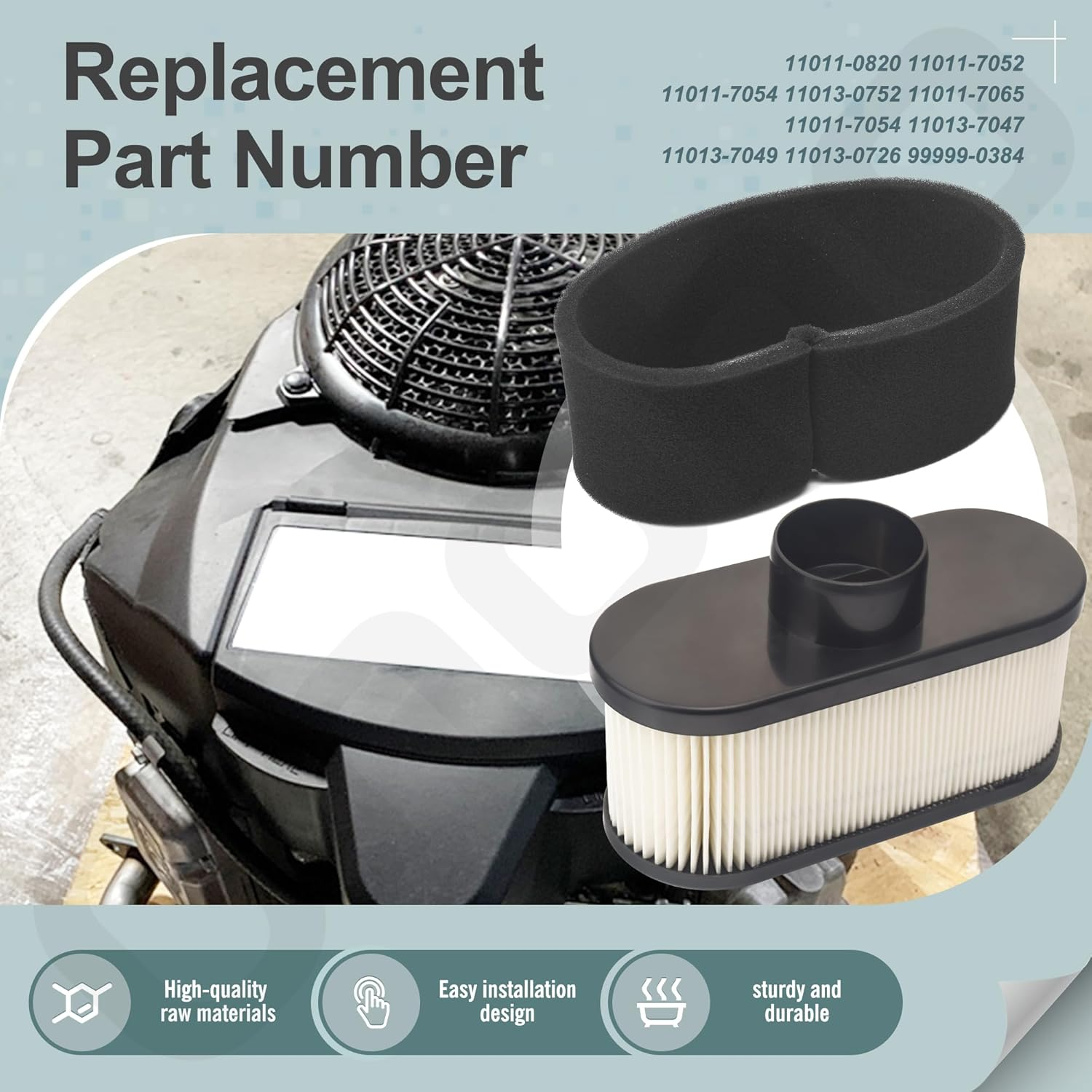 Ohoho 11011-0820 Air Filter Cover & 11013-0752 Air Filter Kit - by - Compatible with Kawasaki 11011-7052 11011-7065 11011-7054 FR651V FR691V FR730V 4 Stroke Engine image number 6