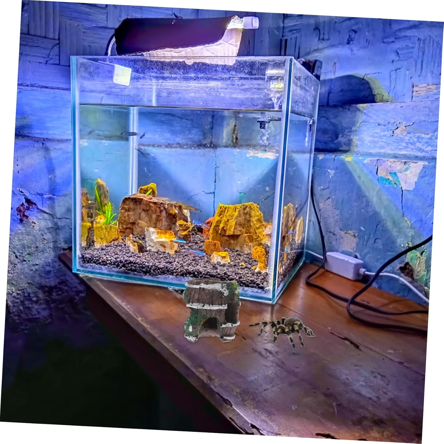 BUGUUYO Reptile Spider Cave Hiding Ornament Fish Tank Shrimp Hideout Abs Material Decor for Pet Habitat Easy Maintenance image number 6