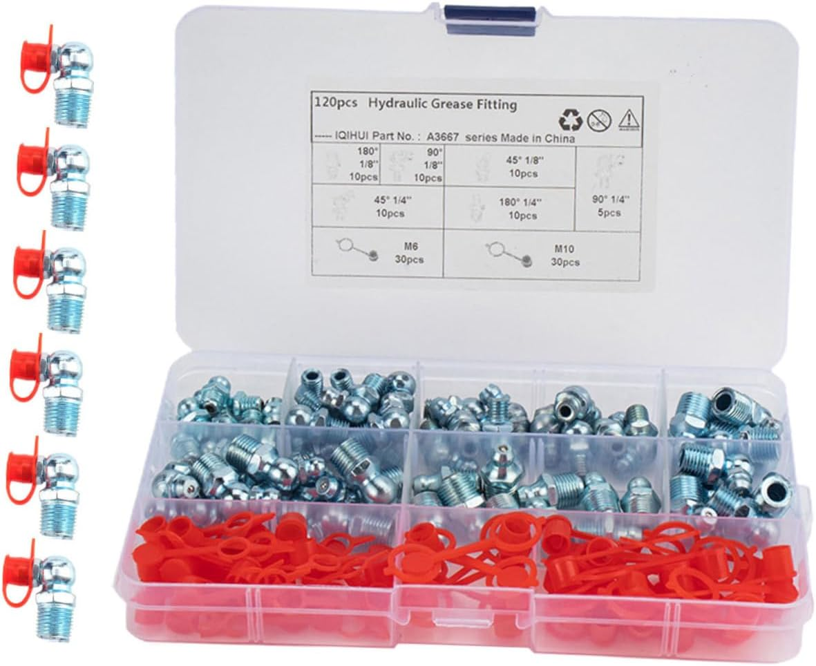 YOSADIER Grease Fittings Angled Grease Tool for Mechanical Equipment Precise Lubrication Zerk Assortment image number 4