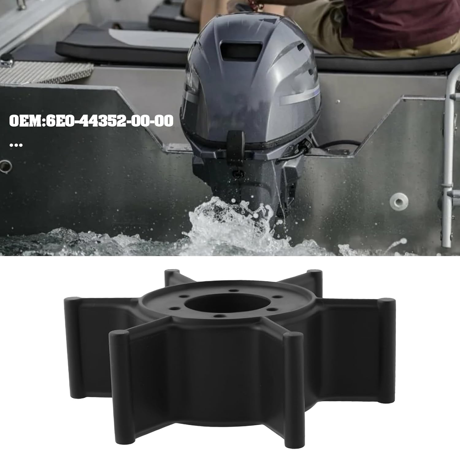 YINETTECH Water Pump Impeller Replacement Part 6E0-44352-00-00 Compatible with YAMAHA 4HP & 5HP or Compatible with MARINER 2-Stroke Outboards image number 5