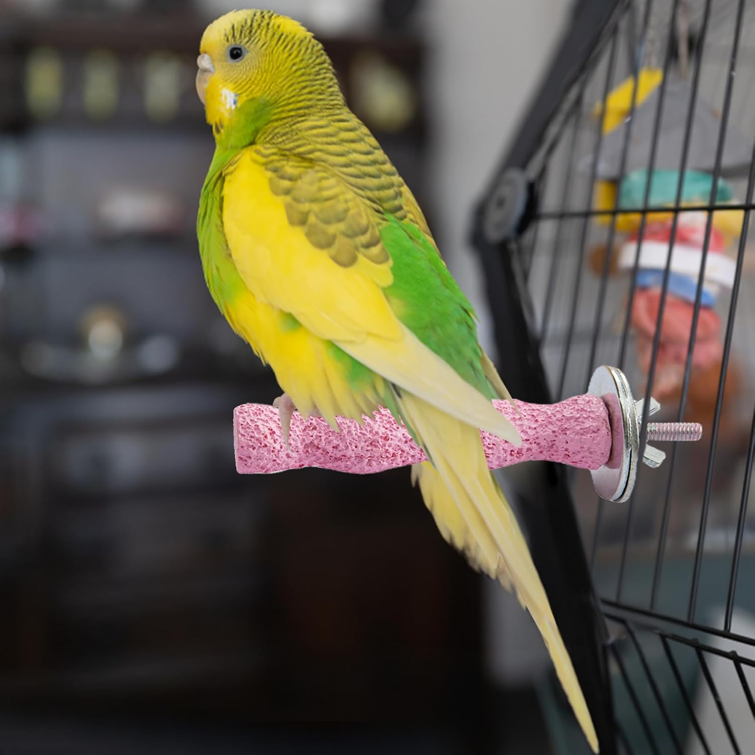 Parrot Stick Stand - Natural Mineral Grinding Stop, Bird Calcium Mouse Stone, Chew Toy for Beak Exercise | Occano, Cockatiel, Conures, Lorikeets, Parakeets, Cage Mount Pet Play Accessories image number 3