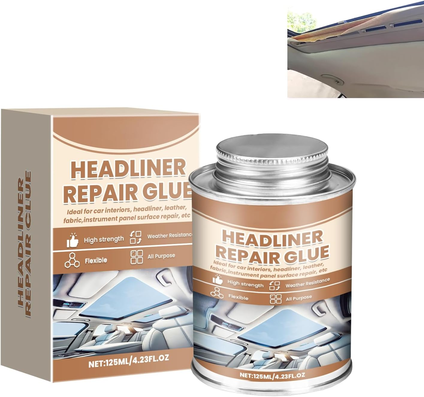 Headliner Repair Glue, Multifunctional Upholstery Glue, Suitable for Car Interiors, Leather, Fabrics, Etc(4.23 Oz) image number 2
