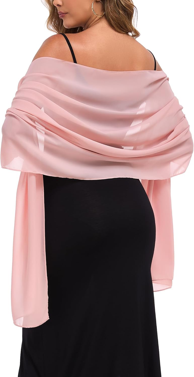 Pukguro Shawls and Wraps for Evening Dresses Sheer Chiffon Women Elegant Soft Silky Wraps Wedding Bridal Scarf