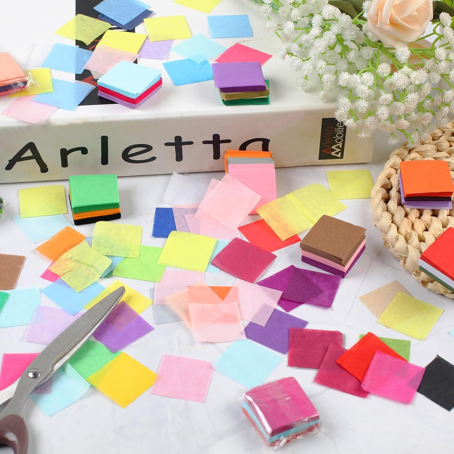 6300 Pcs 3Cm Paper for Crafts, 42 Assorted Colored Paper, Colors Art Rainbow Bulk for Crafts, Art Projects, Birthday Party image number 2