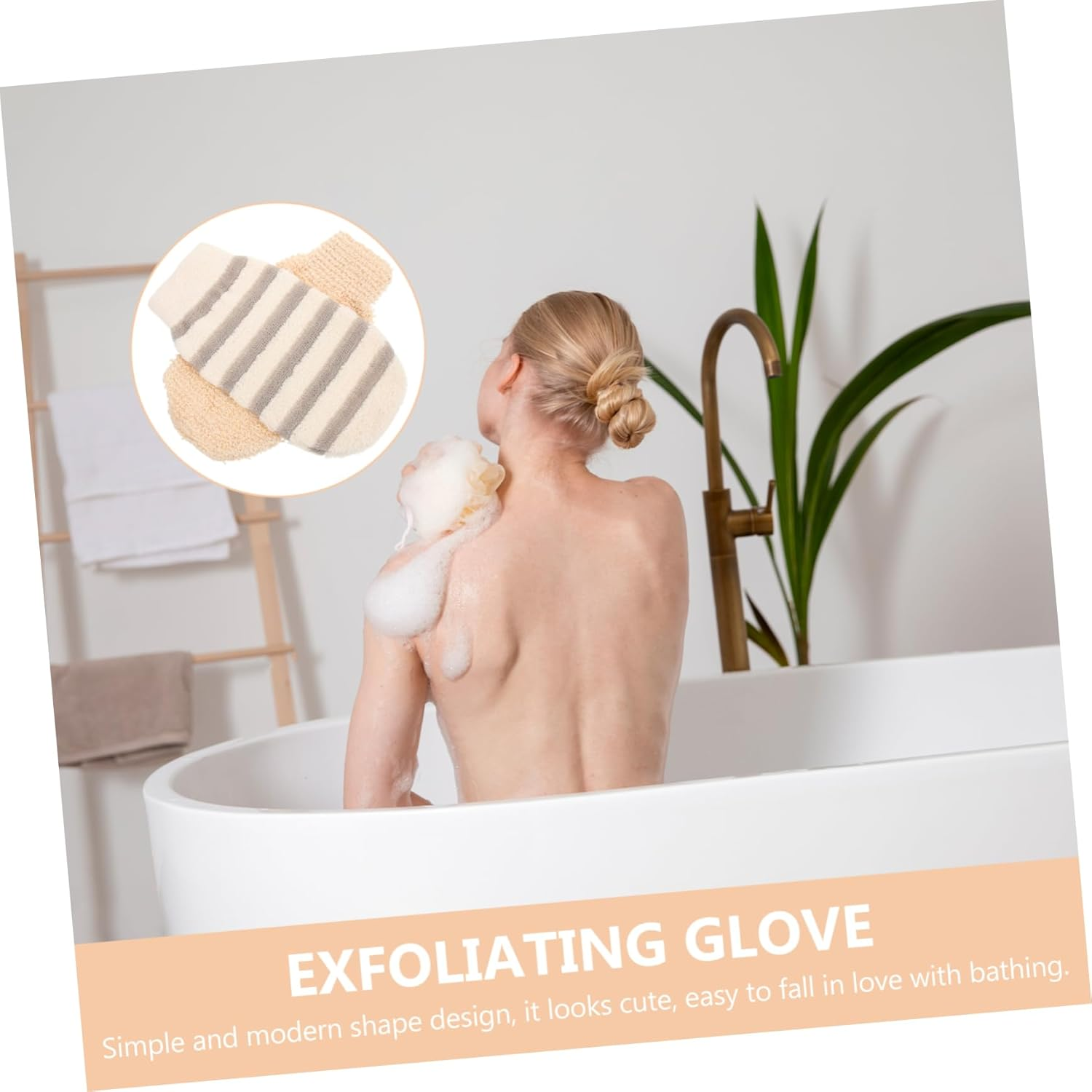 FOYTOKI 2Pcs Body Exfoliator Gloves Body Exfoliator Mittens Household Body Scrubber Supplies image number 2