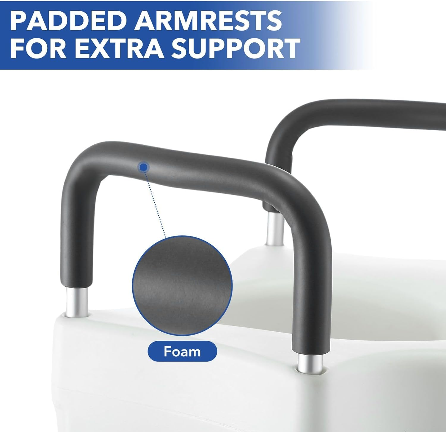 Raised Toilet Safety Seat Portable Elevated Riser with Armrest Bathroom Home Aid Safety for Seniors Pregnant 5Inch image number 4