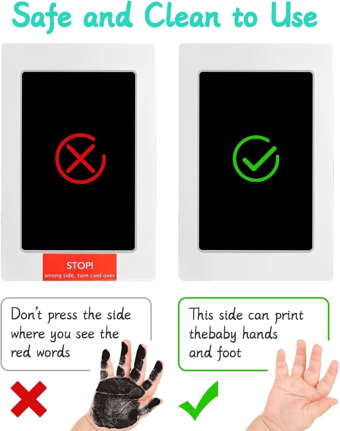 Pacify 3 Pack Baby Hand and Footprint Kit Pet Paw Inkless Print Pads Baby Handprint Kit Clean Touch Ink Pad (3-Black) image number 5