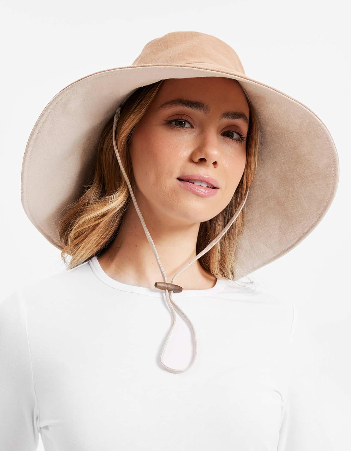 Solbari Ultra Wide Cotton Linen Hat UPF 50+ Packable UV Sun Protection Hat with Large Brim and Detachable Strap image number 6