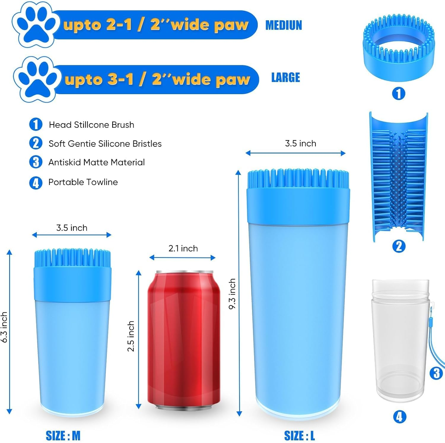 Dog Paw Cleaner & Washer for Large/Extra Large Breeds,Portable Dog Paw Washer,Paw Cleaner, Easy Cleaning Cup for Big Dogs Cat Blue image number 5