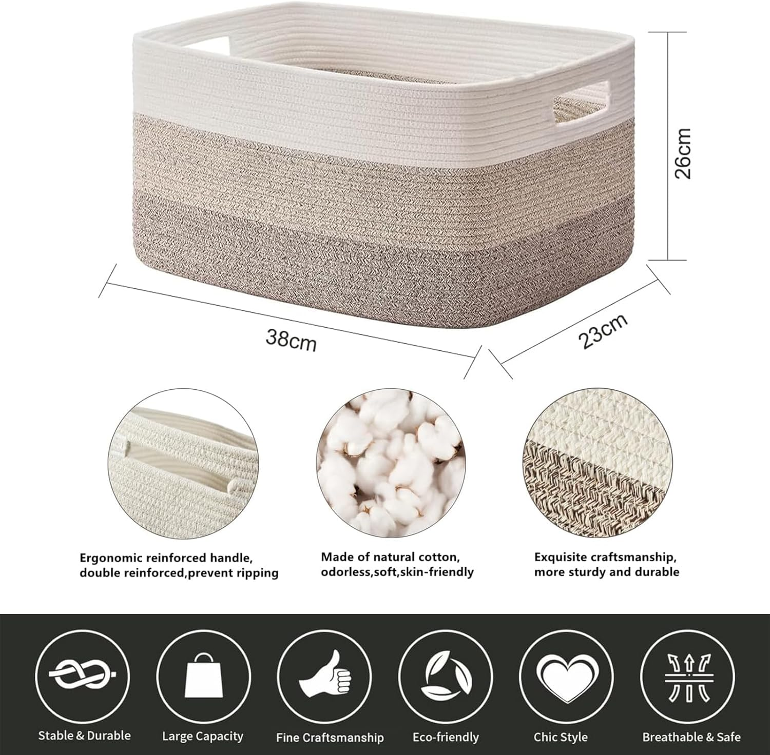 Woven Storage Bin Set of 3，Storage Basket | Woven Baskets for Storage| Closet Organizer Bins | Small Baskets | Toy Basket | Cute Decorative Basket | Cube Storage Bin | 15&times;9.8&times;8.8&rdquo;