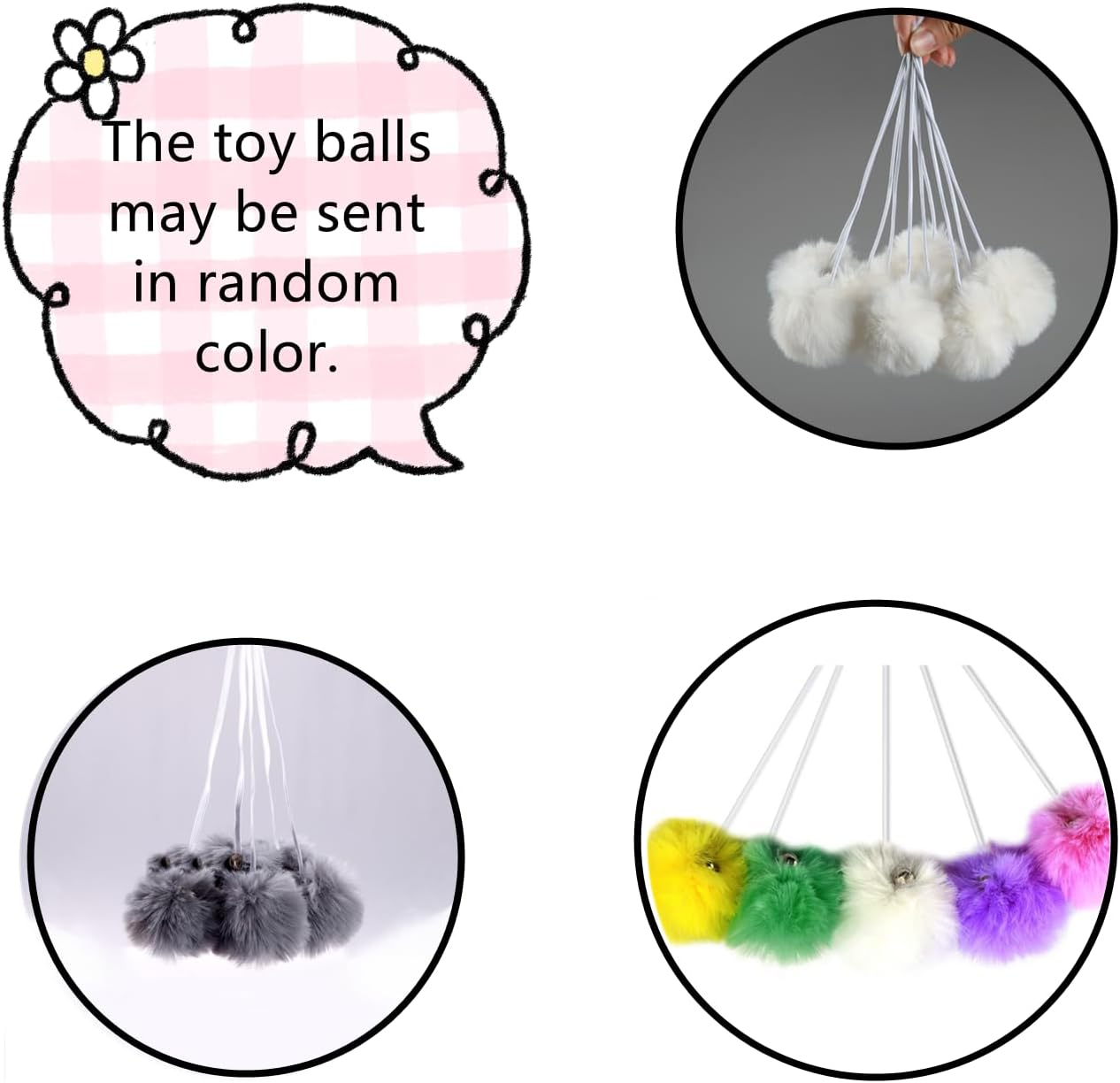 Shengocase 2-Pack 13.2'' Large Grey Cat Tree Tower Replacement Basket Lounger Hammock Bed, 5Pcs Hanging Pom-Pom Toys with Elastic Strings, Cat Tree Accessories Hammock Attachment