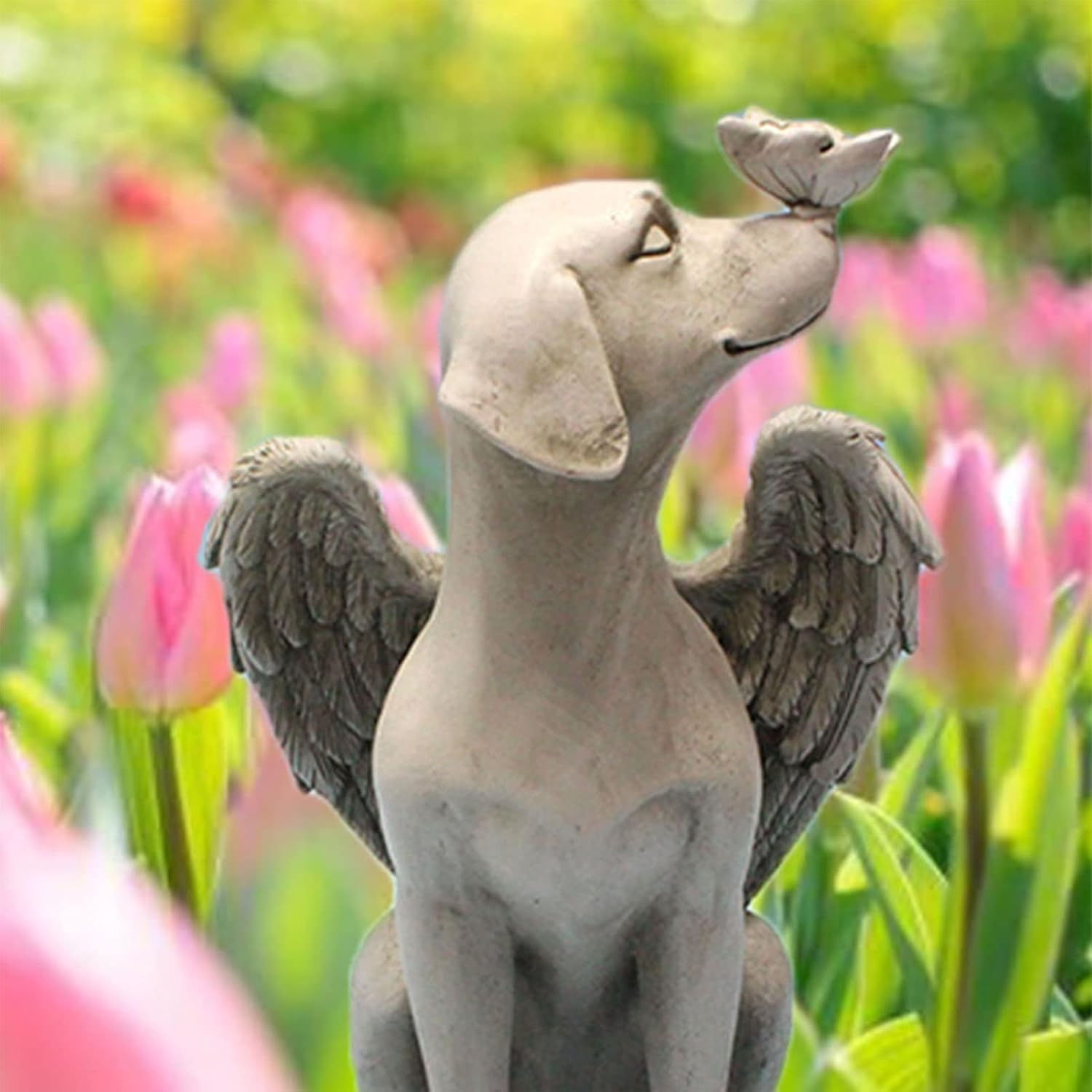 Angel Dog Memorial Statue,Hand Carved Vivid and Exquisite Synthetic Resin Pet Memorial Stone Suitable for Outdoor Gardens image number 6
