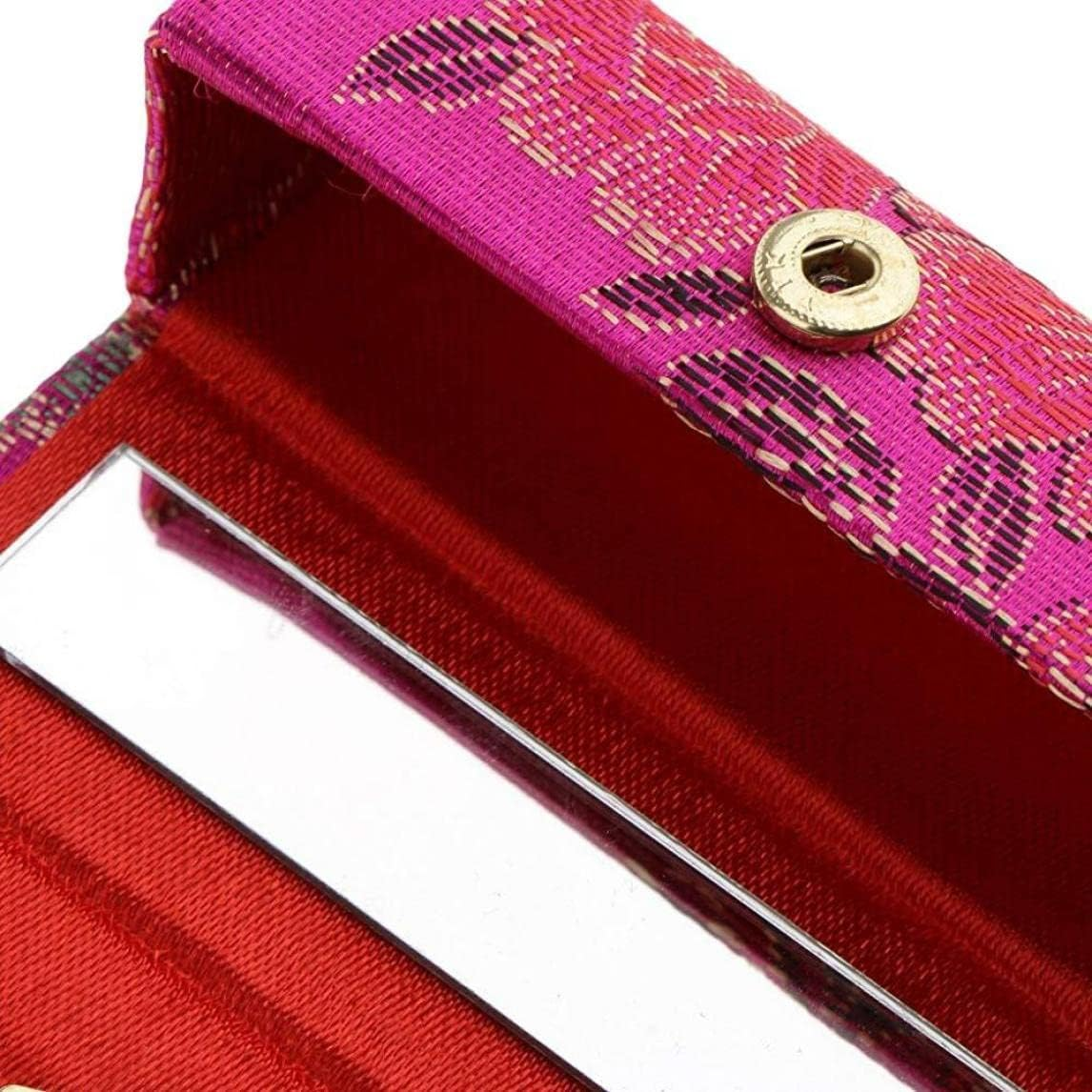 Portable Lipstick Case Chinese Style Floral Lip Balm Organiser with Makeup Mirror 5PCS Lipstick Case with Mirror Portable Lipstick Holders Mini Makeup Mirror Lip Balm Holder image number 5
