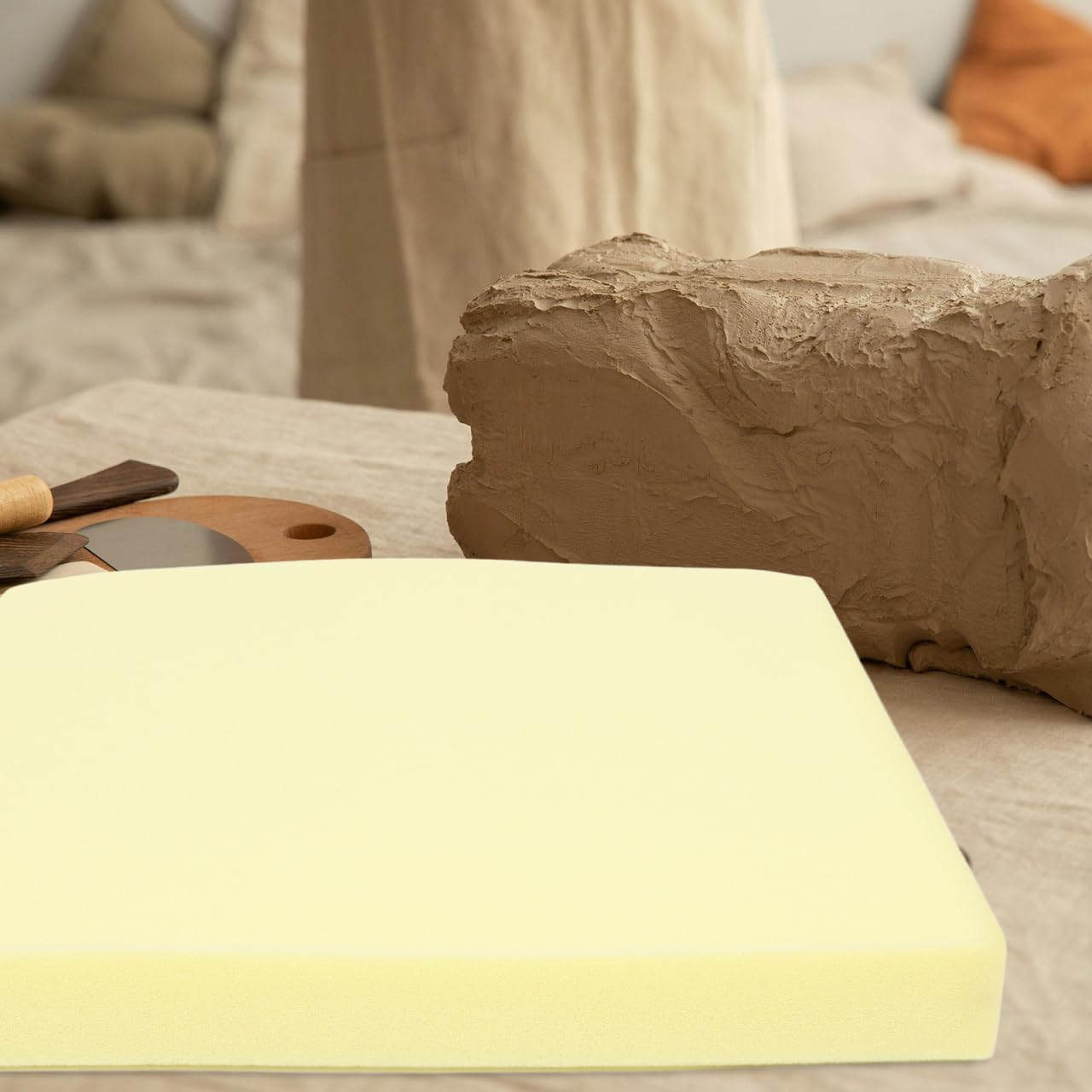 Tofficu Pottery Foam Pad 17.68X17.68 Inch, Square Craft Sheet for Glazing & Pressing, Table Runner Mold Tool, Making Bowls Plates, Ceramic Painting Supplies image number 4