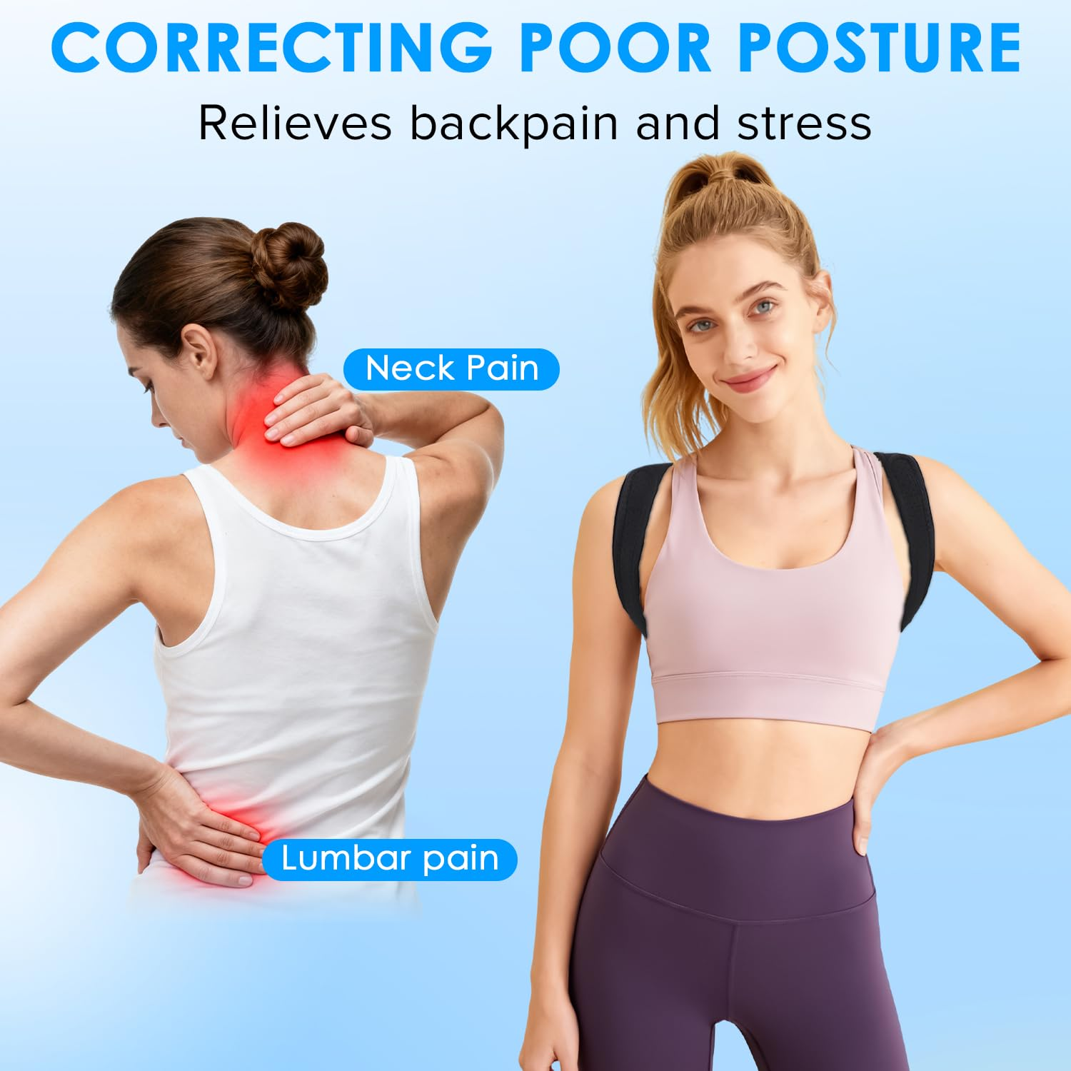 Posture Corrector for Men & Women ,Adjustable Upper Back Brace for Spine Alignment, Shoulder & Neck Support , Breathable Back Straightener for Clavicle, Slouching & Posture Correction Pain Relief image number 4