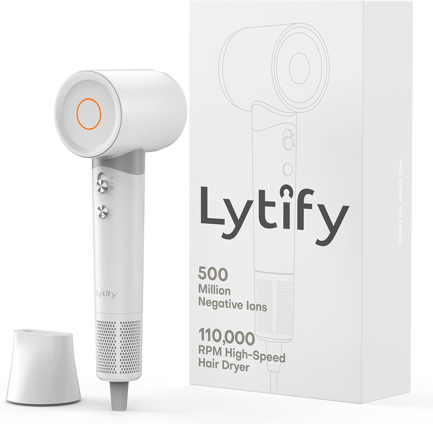 Lytify Lightweight Ionic Hair Dryer &ndash; Ultra-Quiet, Compact & Stylish Everyday Dryer for Smooth, Frizz-Free Hair, Quick-Dry Design with Magnetic Nozzle &ndash; Pearl White (AU Version)
