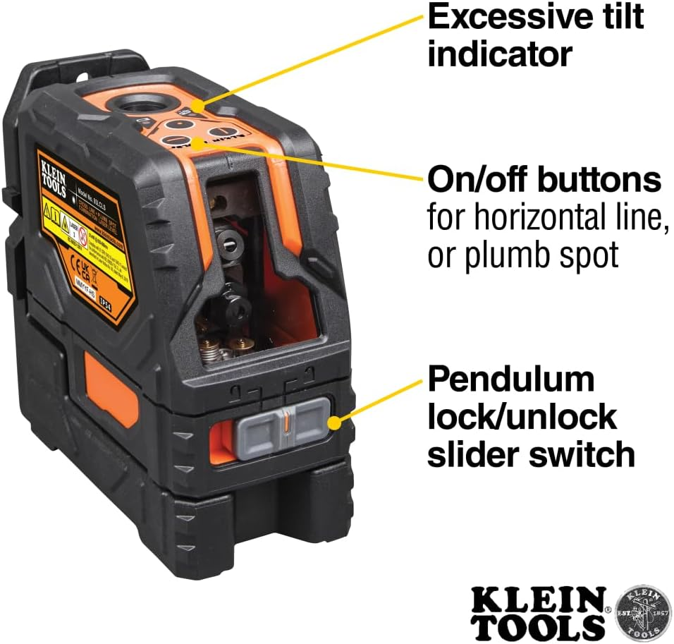 Klein Tools 93LCLS Self-Leveling Cross-Line Laser Level with Plumb Spot image number 4