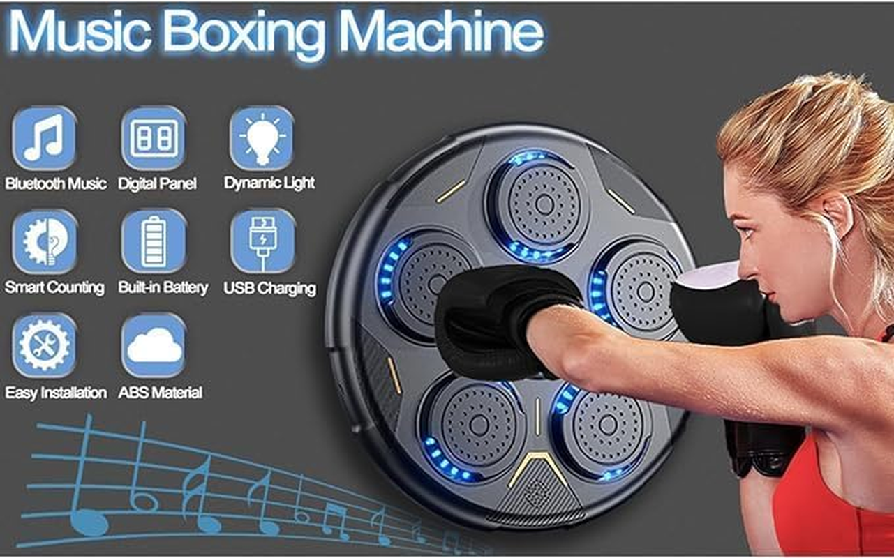Music Boxing Machine with Glove, Bluetooth Smart Training Equipment, Wall Mounted Focus Agility Digital Target Punching Pads Suitable for Kids image number 6