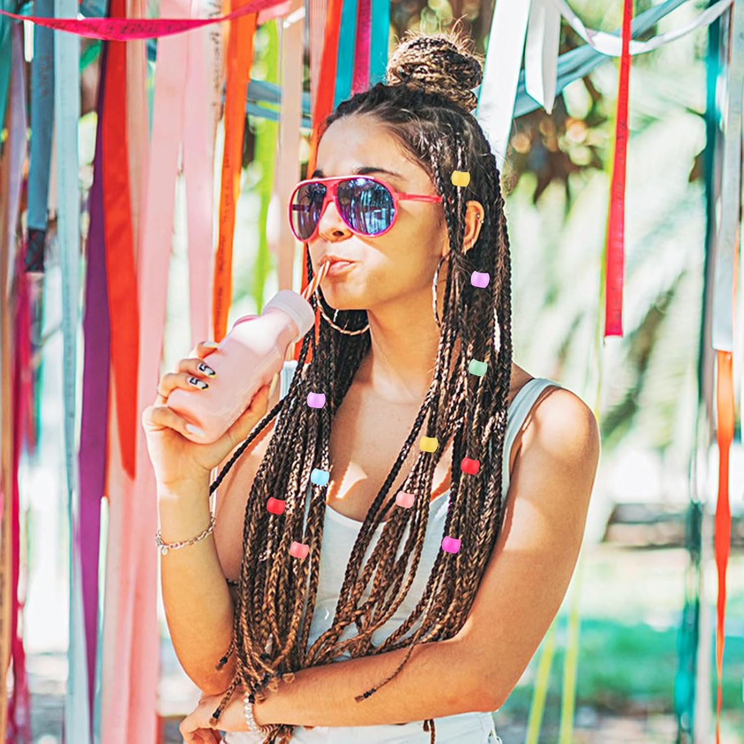 Hair Beads, 100 Pcs Mini Hair Clips Braid Clips, Rainbow Plastic Tiny Claw Clips Cute Candy Colors Hair Decorations Colorful Beads Clip Wear Hair Accessories for Women and Girls (Mixed Colors) image number 6