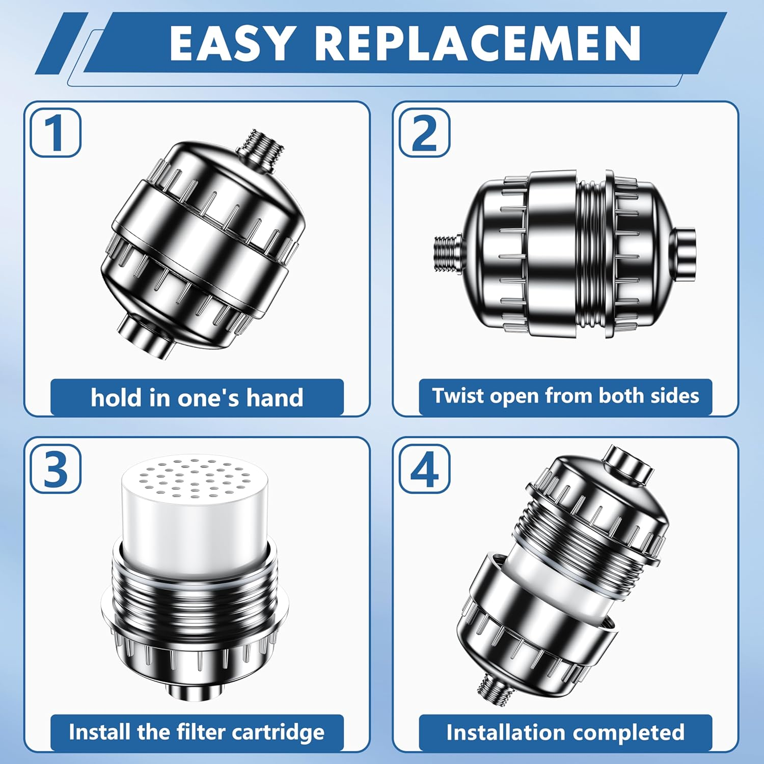 Arayuu 2 Pack Shower Filter Replacement Cartridge, 25 Stage Shower Head Filter Refill Cartridge, for Hard Water Chlorine Heavy Metal Impurity,Fit Any Similar Design Shower Water Filter image number 4
