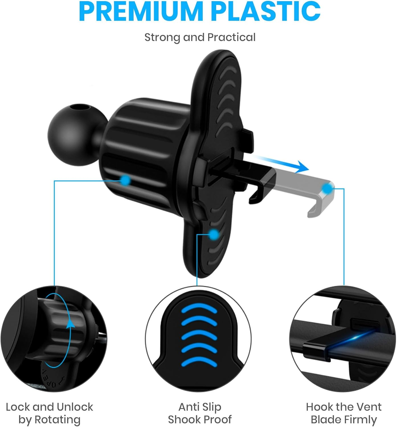 [100% Australian Owned] Raviant Car Phone Holder, Universal Car Phone Mount for Vents, Mobile Phone Holder for Car Compatible with Iphone15 Pro Max, Samsung and Many More【2024 Upgraded】 image number 4