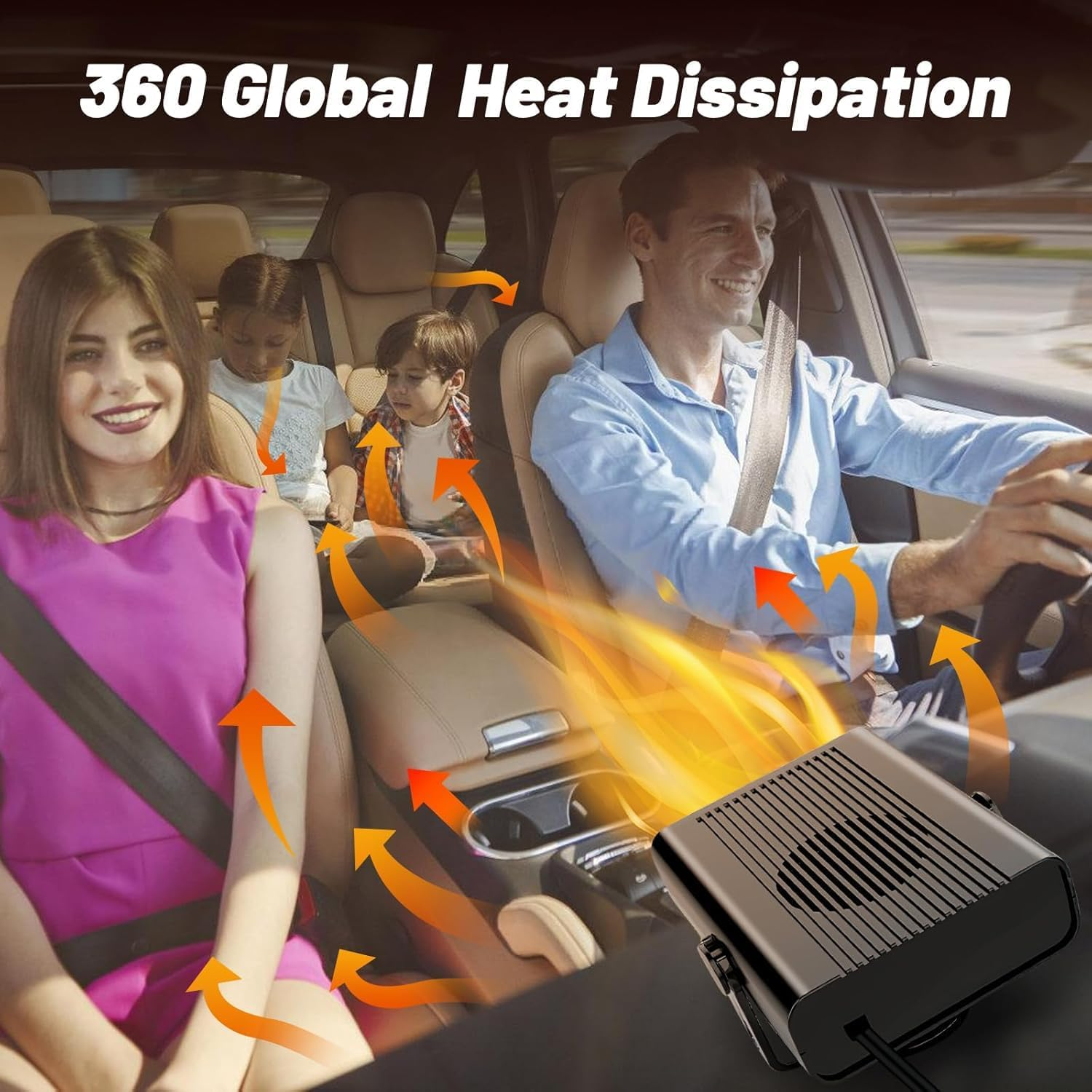 Car Heater, 2-In-1 Car Fan Heater 12 V 200 W Car Heater Defroster 360&deg; Rotatable Defroster Car Heater Quick Heating Defroster for Car Windscreen Fast Heating (Black) image number 5