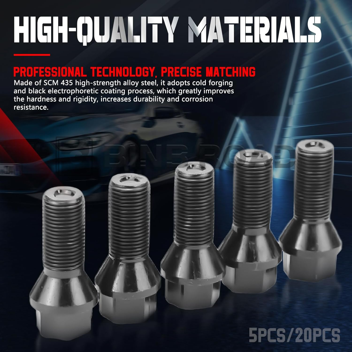 BINB Road 36136781151 Wheel Lug Bolt Nuts M14X1.25 Compatible with BMW MINI 118D 120D 218D 225D 318D 330D 330I 425D 428I 530D 550I M5 X1 X2 X3 X4 X5,5Pcs image number 3