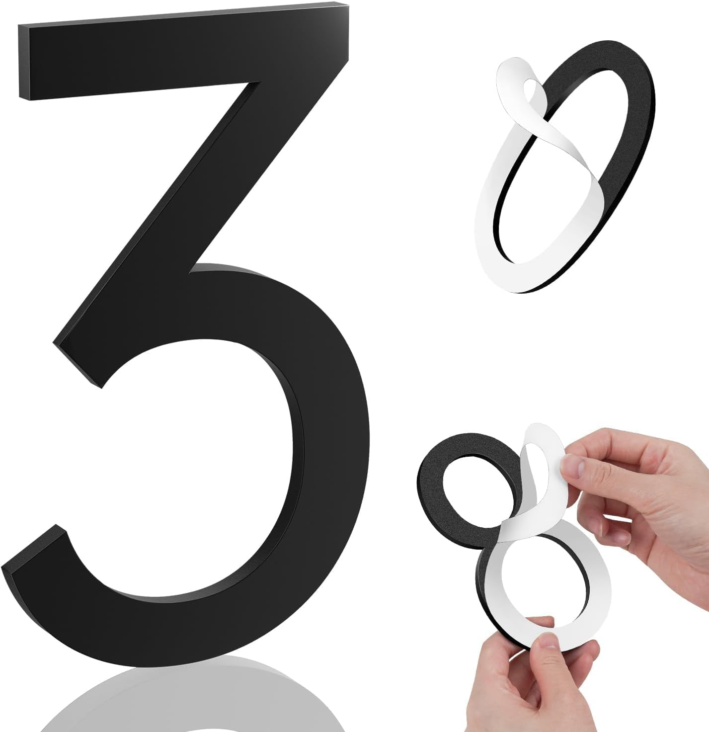 5 Inch House Numbers, Self-Adhesive House Number Acrylic Modern House Numbers for outside Black Mailbox Numbers Address Home Number for House Apartments Office Hotel Room Easy to Install (Numeral.9)