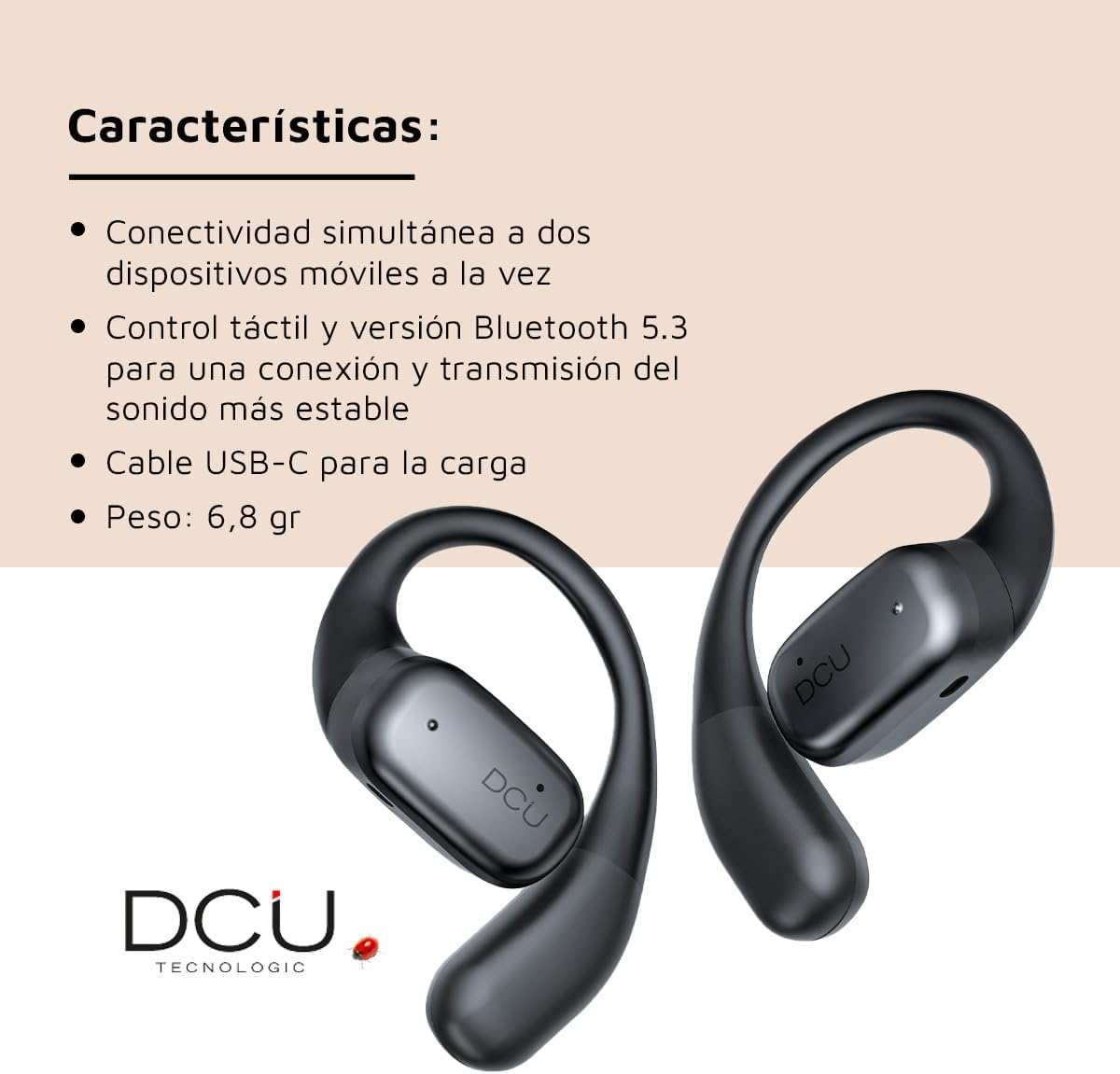 DCU TECNOLOGIC Wireless OWS Headphones with Air Line Technology - Sweat Resistant - Double Point Connectivity image number 1