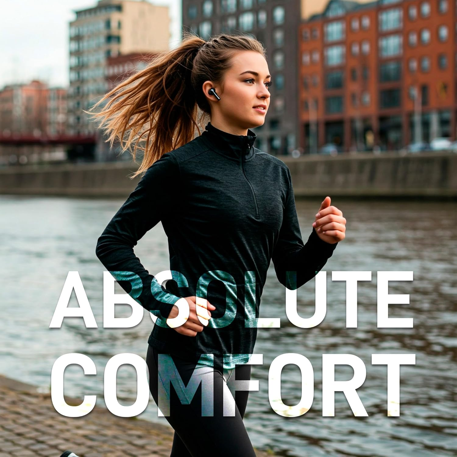 TELE System TS626 Bluetooth Headphones 5.4 with ENC, Hi-Fi, 35 Hours Battery Life, Touch Control, Ergonomic Wireless Headphones with Charger, Sweat and Rainproof, Compatible with Ios/Android/Pc