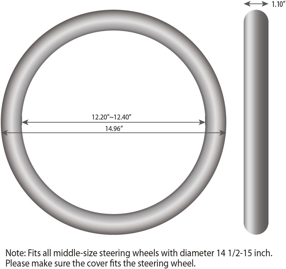 Elantrip Sport Leather Steering Wheel Cover 14 1/2 Inch to 15 Inch Universal, Padded Soft Grip Breathable for Car Truck SUV Jeep, anti Slip Odorless Black and Gray image number 5