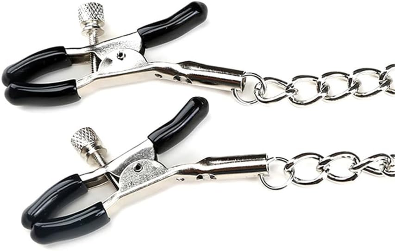 Nipple Clips Clamps Adjustable Pressure Breast Clamps Stainless Steel Non Piercing Nipple Rings Decorative Clip for Pleasure Toys Nipple for Women Men (Black) image number 1