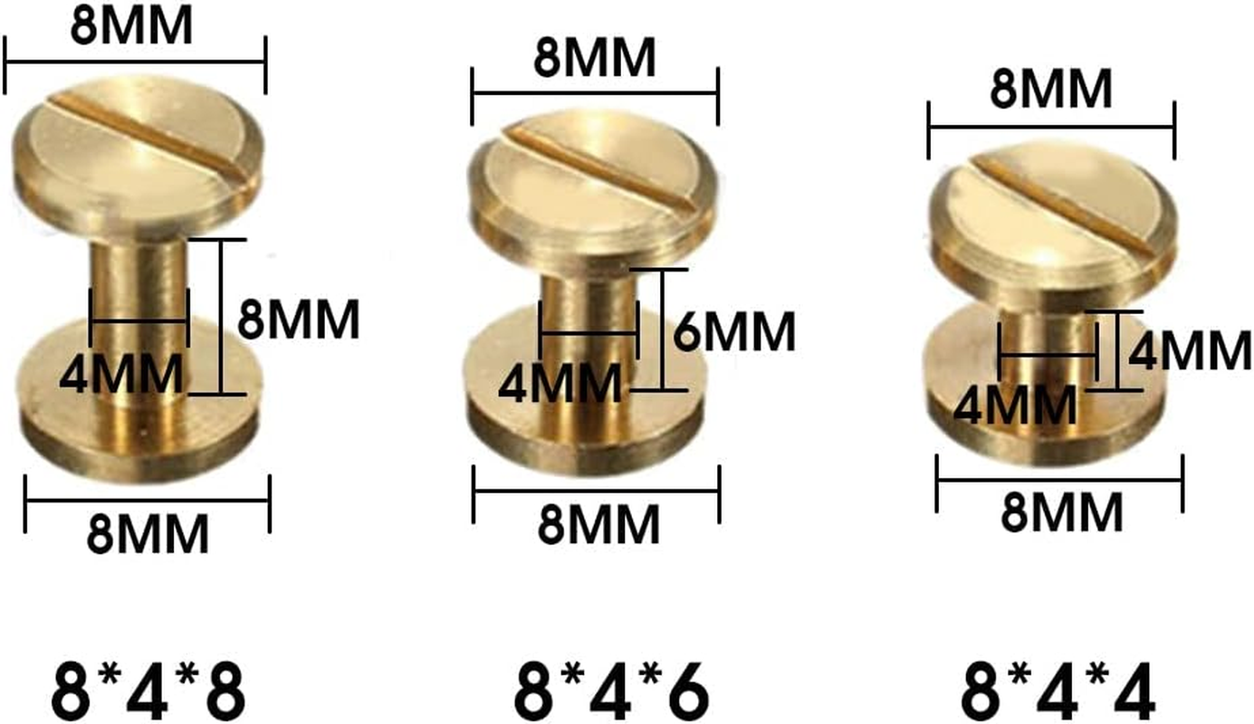 20PCS round Belt Screw Leather Craft Chicago Nail Brass Rivets Stud Head Wallet image number 2