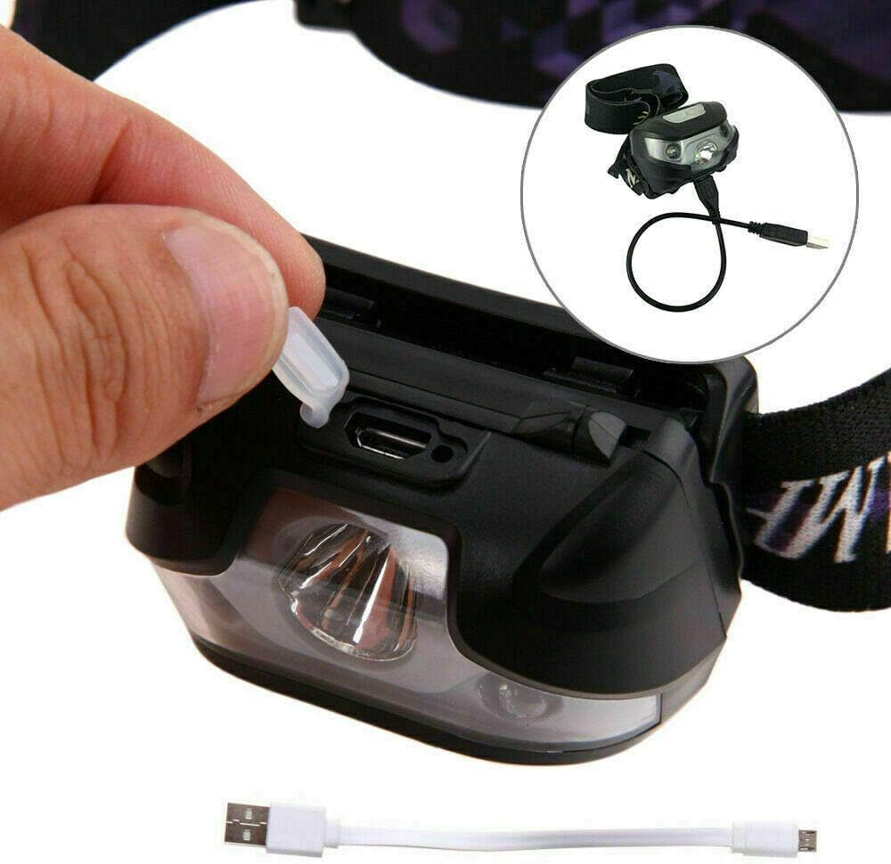 LED Headlamp USB Rechargeable Head Torch 5 Modes Headlight Waterproof Flashlight for Camping Hunting Hiking Running Walking Cycling Outdoors Light image number 2