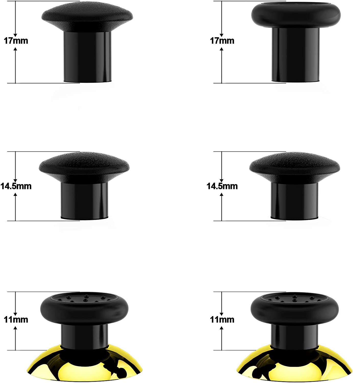 Extremerate Thumbsgear Interchangeable Ergonomic Thumbstick for Xbox Series X & S/Xbox One/Xbox One Elite/Xbox One S & X Controller W/ 3 Height Domed & Concave Grips Adjustable Joystick - Chrome Gold image number 4