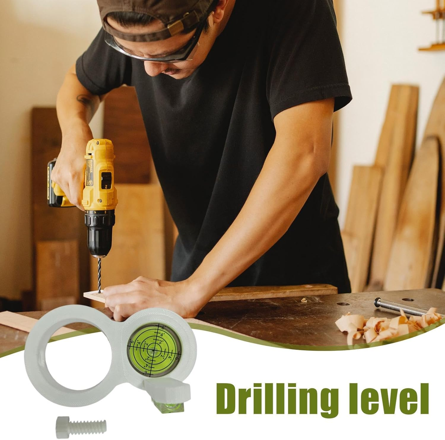 Drill Level Tool,Electric Drill Assistant Leveler,Precision Circular Spirit Level - for Wall Decoration Photo Frame Pipeline Laying Home Repair House Improvement Construction image number 2