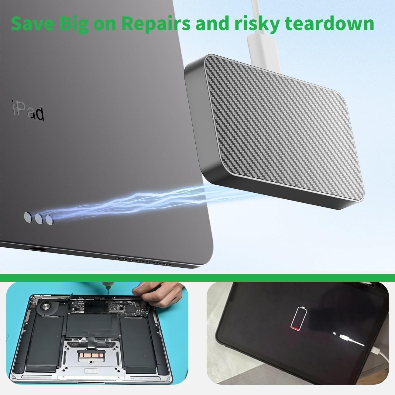 Magnetic Wireless Charger for Ipad Pro 12.9Inch(3Rd/4Th/5Th/6Th) & Ipad Air 13 (M2/M3) ONLY, 18W Fast Charging Smart Connector Charger, Aluminum Alloy Wireless Charging Pad with USB-C Cord Cable