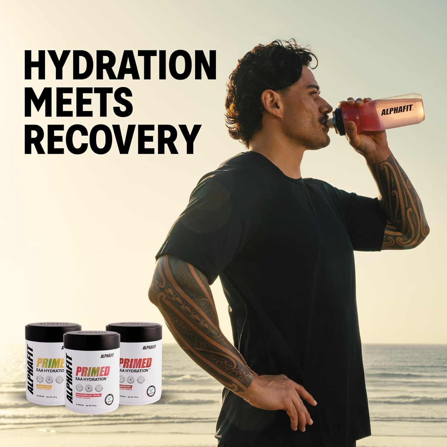 ALPHAFIT Primed EAA + Hydration Powder, Lemon Lime, Essential Amino Acids + Electrolytes for Recovery, HASTA Certified, 270G (30 Serves) image number 3