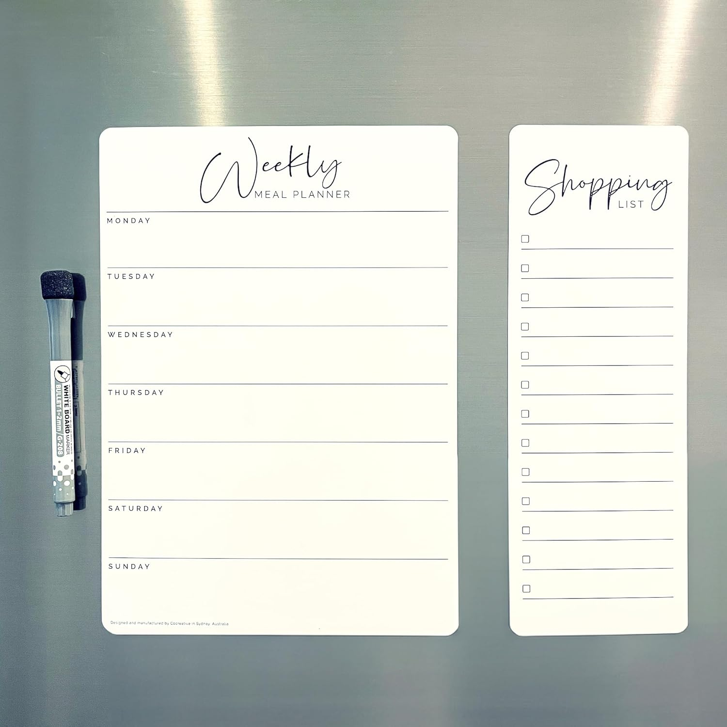 Magnetic Weekly Meal Planner for Fridge - 2 Pack Combo with A4 Planner & Shopping List by Cocreative Design image number 2