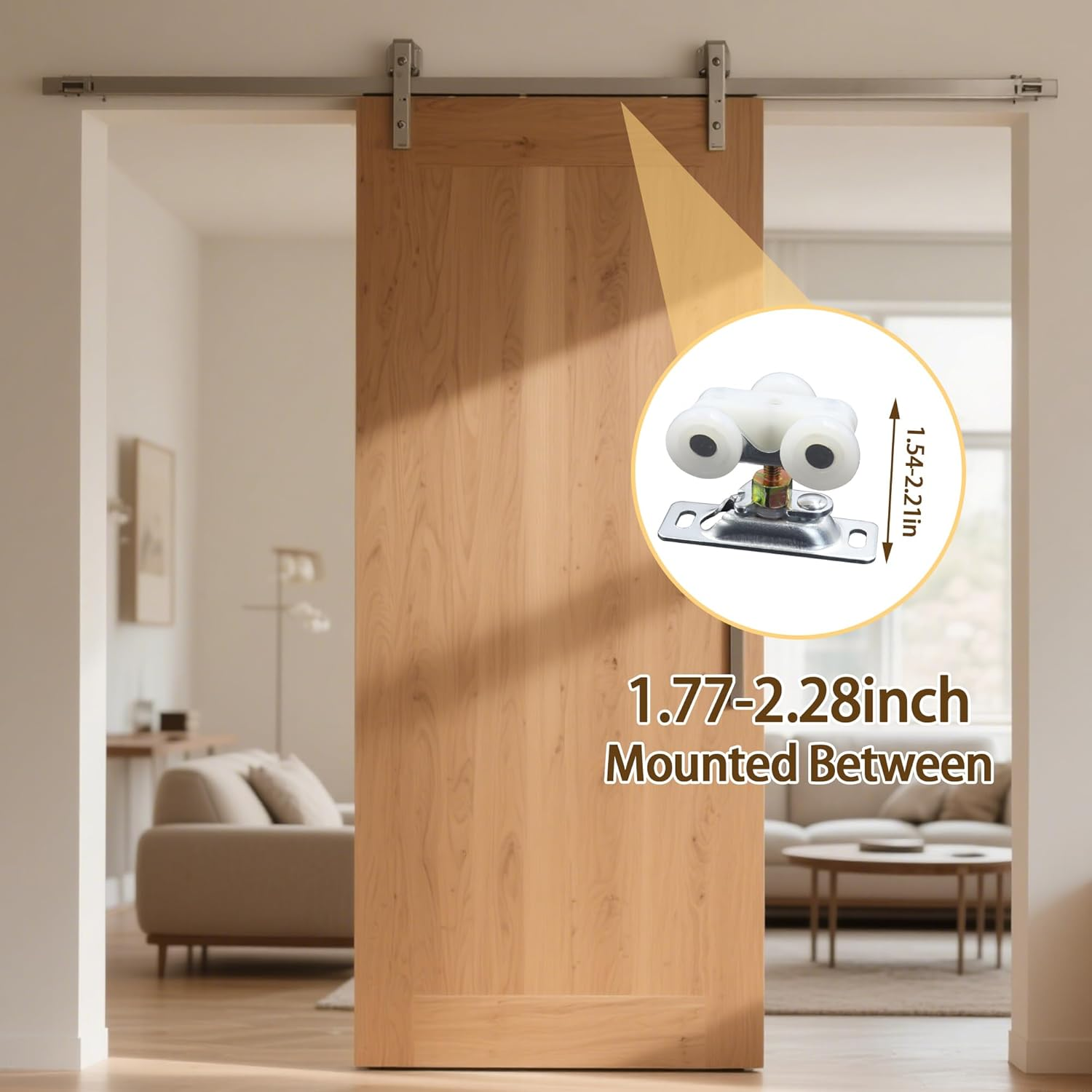 2 Pack Pocket Door Rollers Assembly, 0.7 Inch RV Closet Roller Wheel Replacement with Top Hanger, RV Sliding Door Hardware Parts with Mounting Screws for Bypass, Closet image number 1