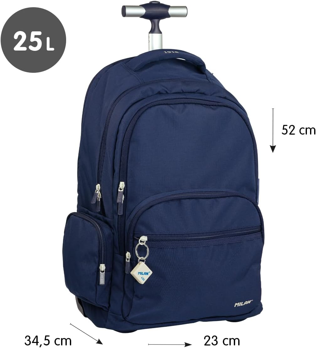 MILAN Backpack with Wheels 6 Zippers (25L) Series 1918. Navy Blue &reg; image number 4